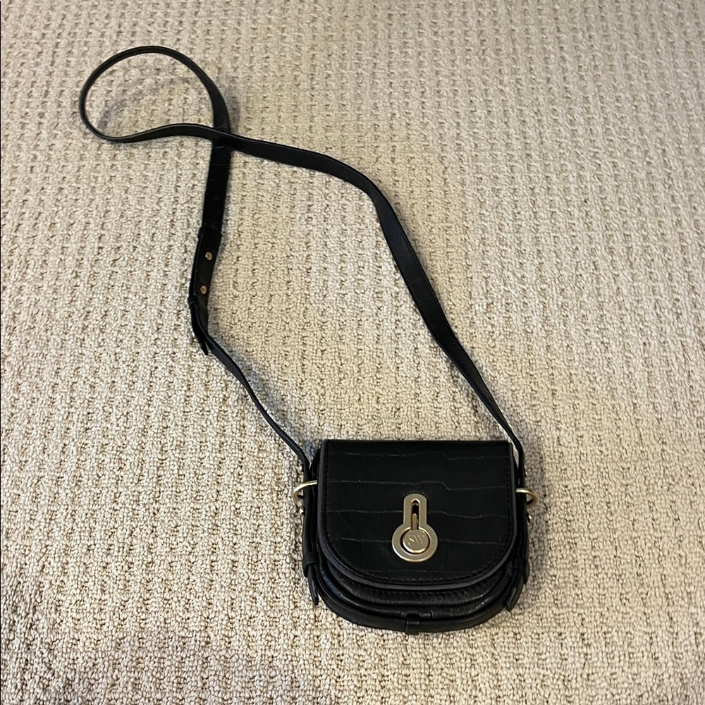 Stuart Weitzman Black Crossbody Bag with Gold Accent